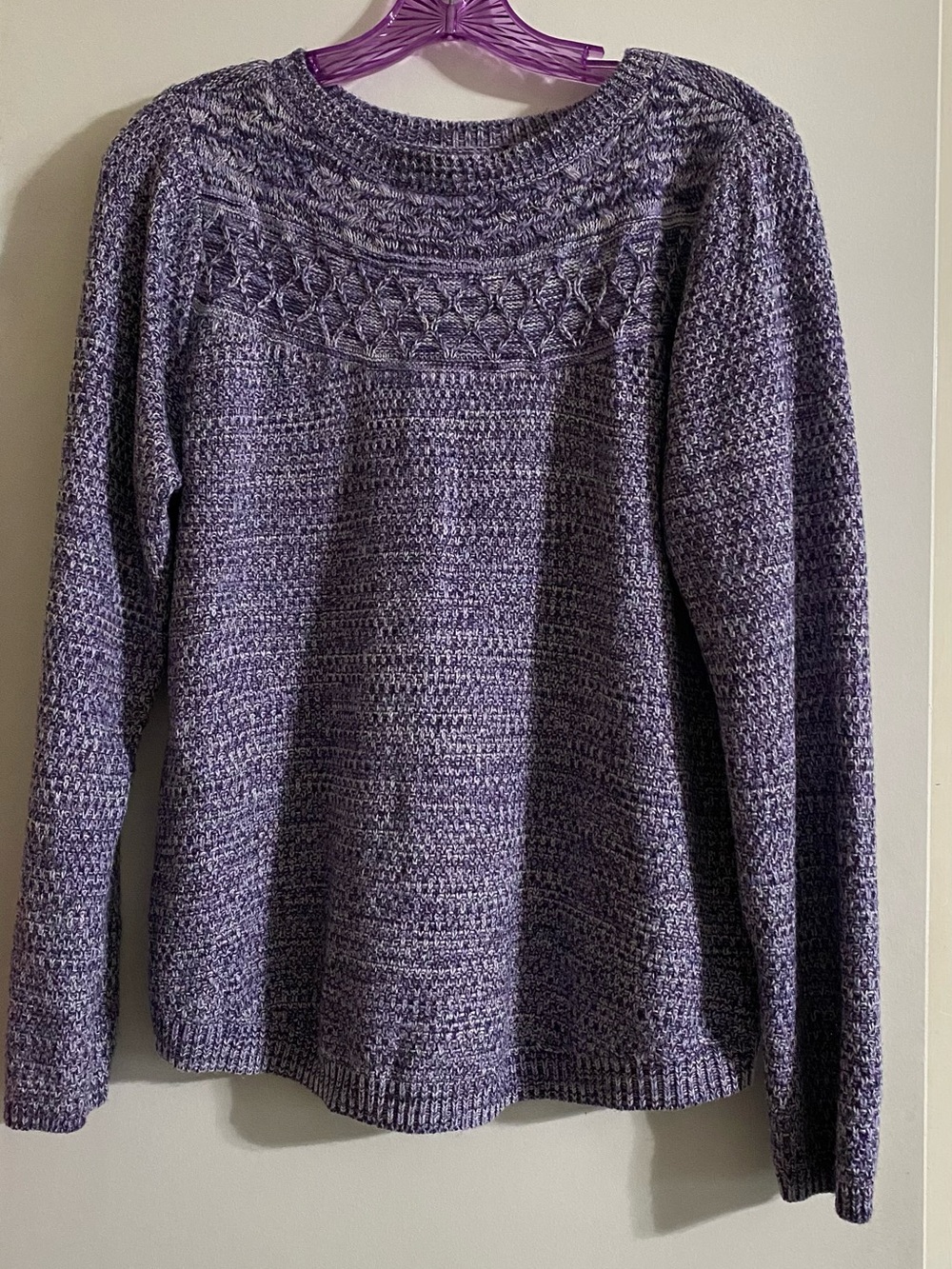 Croft and barrel Cozy Textured Purple Knit Sweater - Women's Long Sleeve